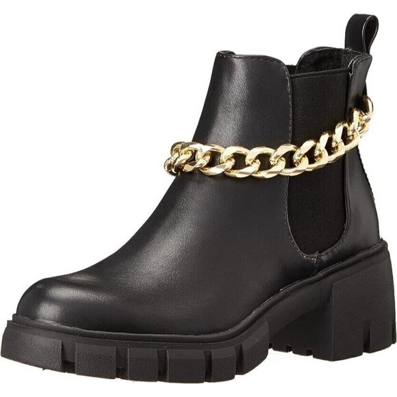 Madden girl Women's "Honey" Chain Chelsea black ankle boot sz 7/7.5 missized - Picture 1 of 11